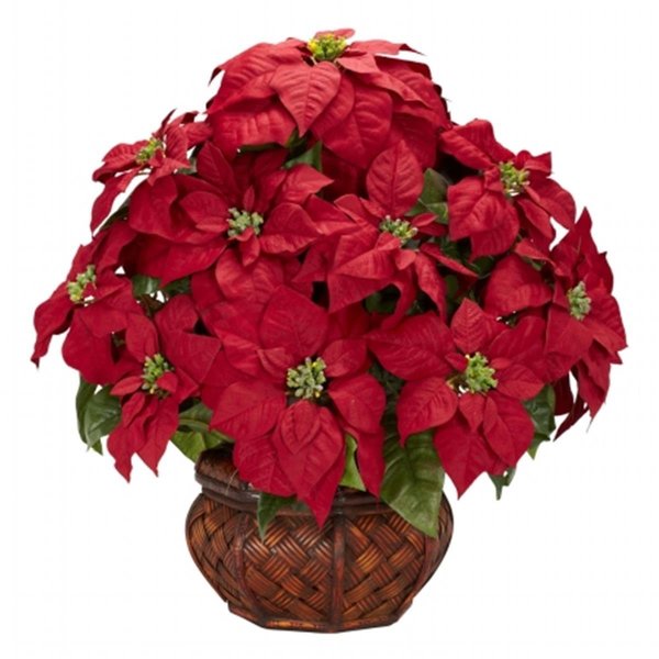 Nearly Natural Poinsettia with Decorative Planter Silk arrangement 1265